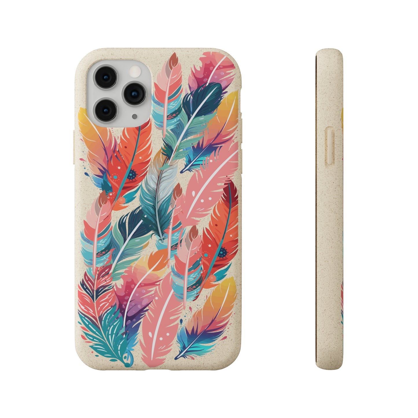 Biodegradable Case iPhone 13 - Colorful Feathers